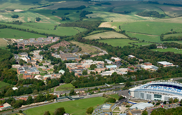 Aerial view of the University of Sussex campus